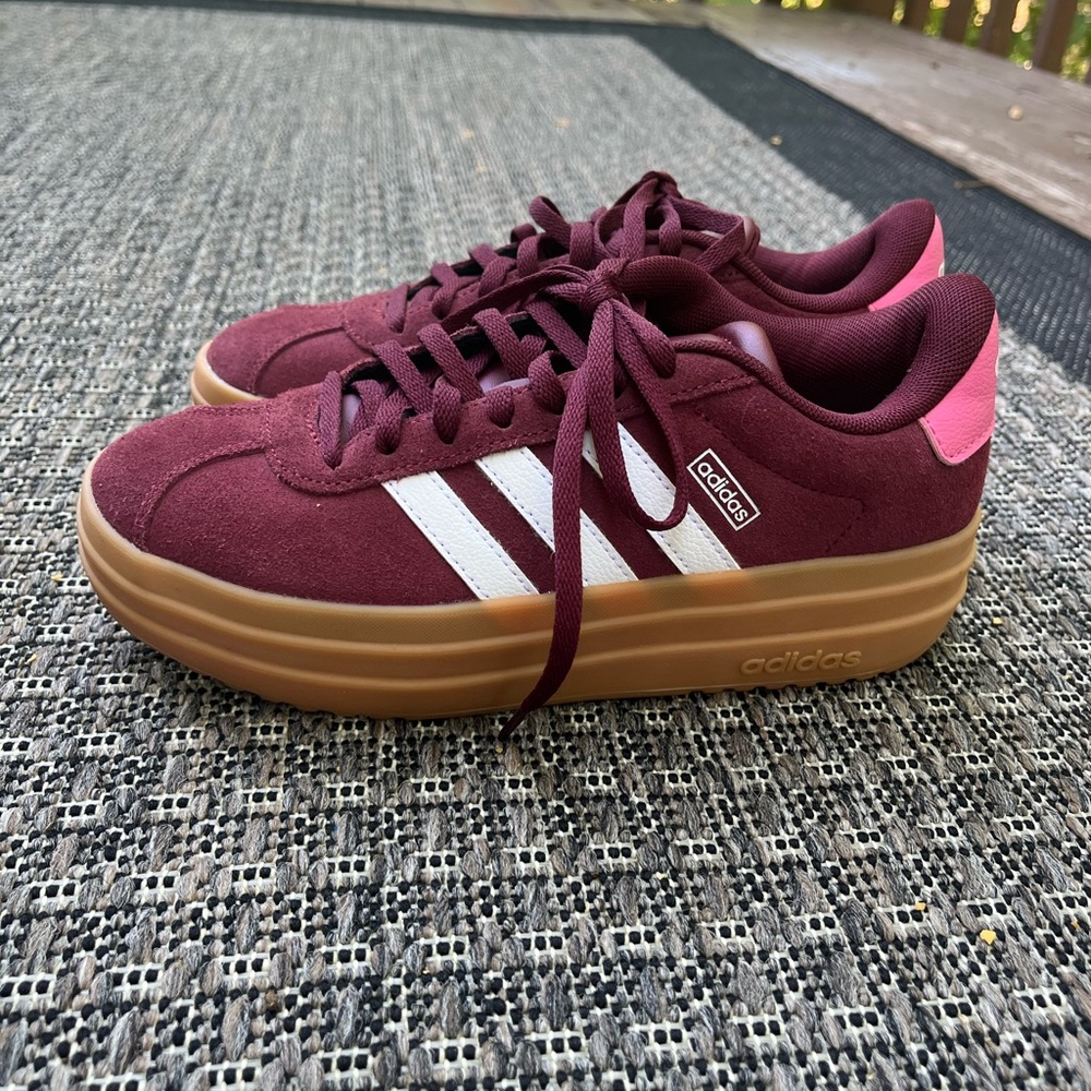 Adidas Red and Pink Sneakers with Suede Upper